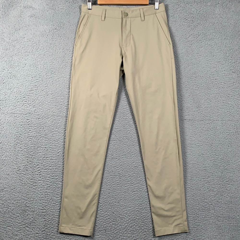 Rhone Commuter Slim Pants Men 28x30 Tan Khaki Stretch Performance Office Trouser